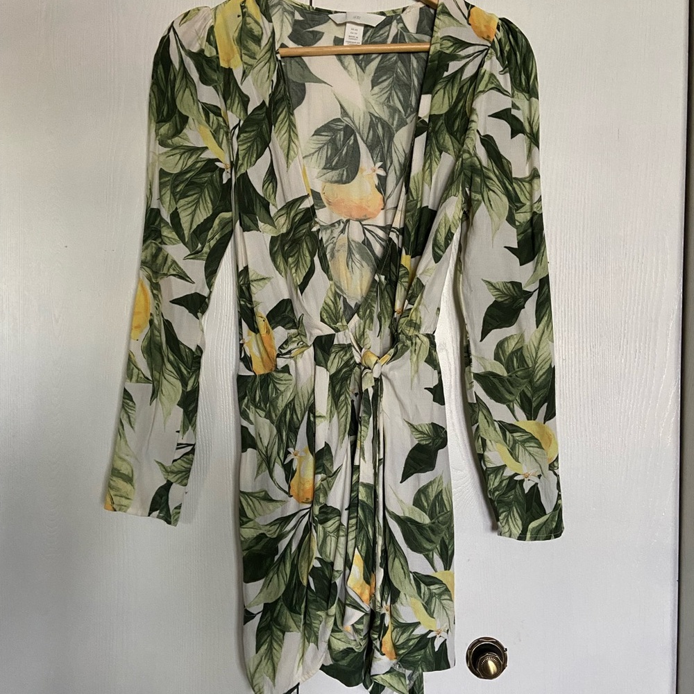 H&M Green and Yellow Leaf Print Jumpsuit